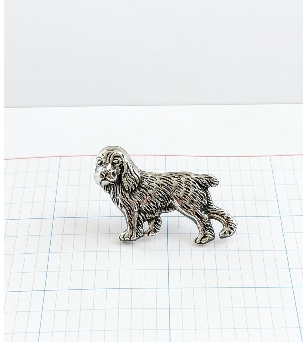 Vintage Beau Sterling Silver Spanial Dog Brooch | Mid-Century Animal Pin